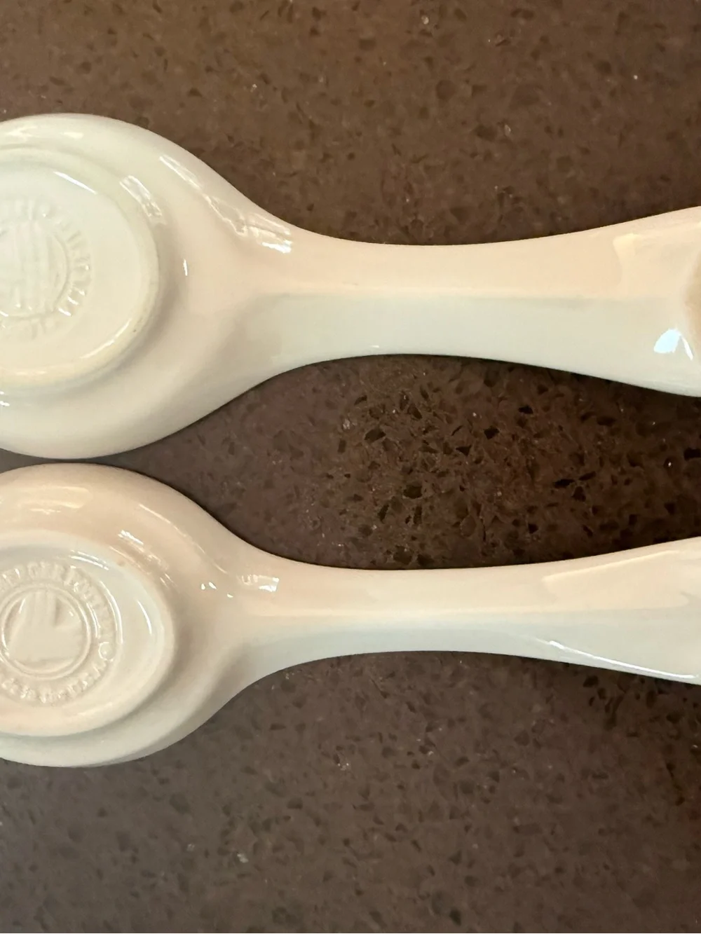 Longaberger Ceramic Spoon Rests with Blue and Green Floral Accents